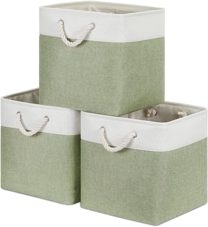 Bidtakay Cubby Storage Bins Set of 3 Fabric Baskets for Shelves Closet Drawer Organizer Storage
