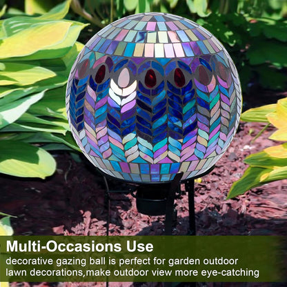 VCUTEKA Gazing Ball, Glass Mosaic Gazing Balls Sphere for Garden Lawn Outdoor Ornament Yard