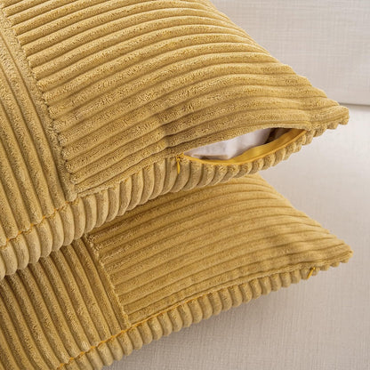 Fancy Homi 2 Packs Mustard Yellow Long Lumbar Decorative Throw Pillow Covers 12x24 Inch for Couch