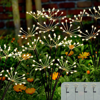 Kwaiffeo Solar Garden Light 4 Pack Outdoor Waterproof Firework Lights with 240 LEDs Twinkling Fairy