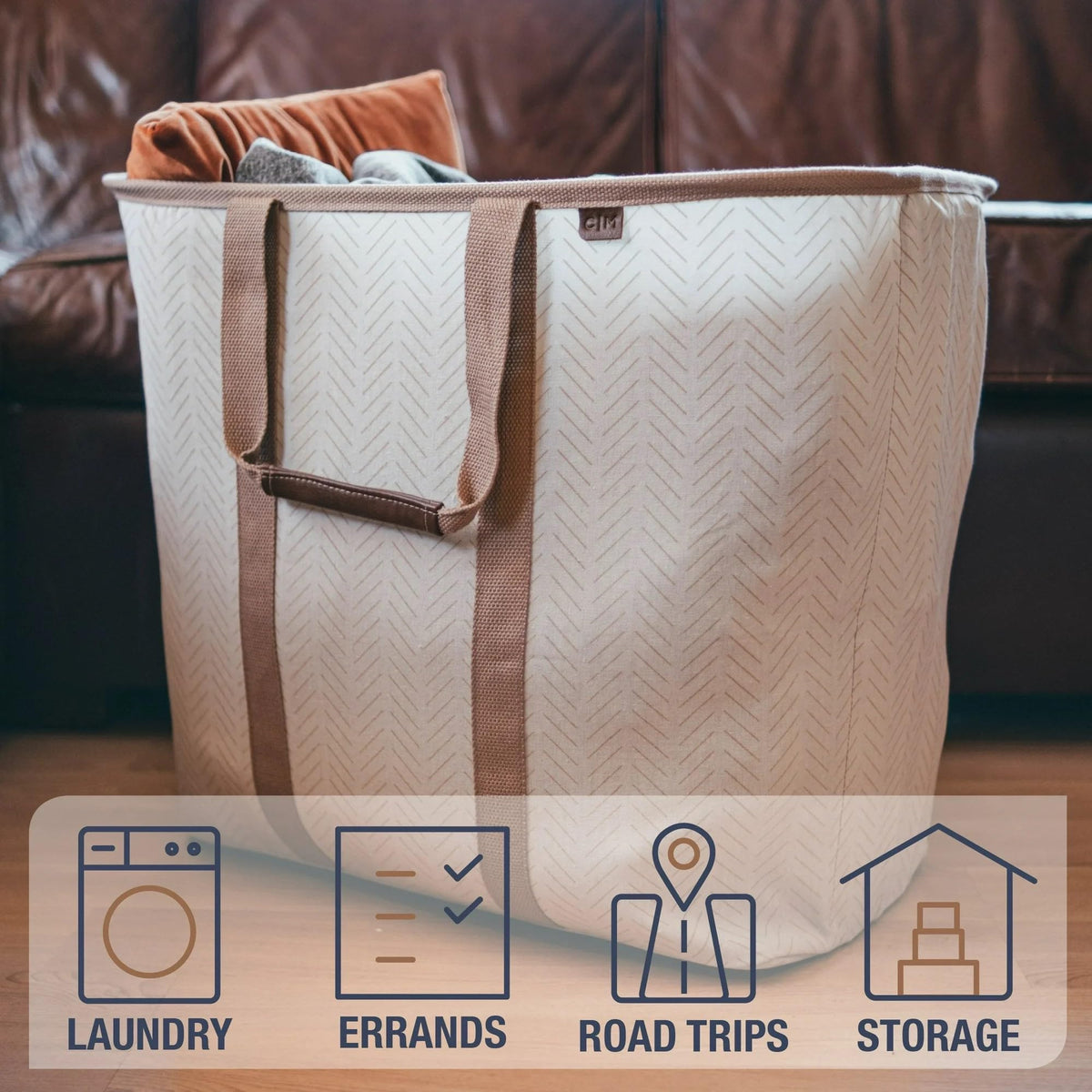 CleverMade Collapsible Laundry Caddy LUXE, 64L Pop-Up Hamper, 2 Pack, Mocha