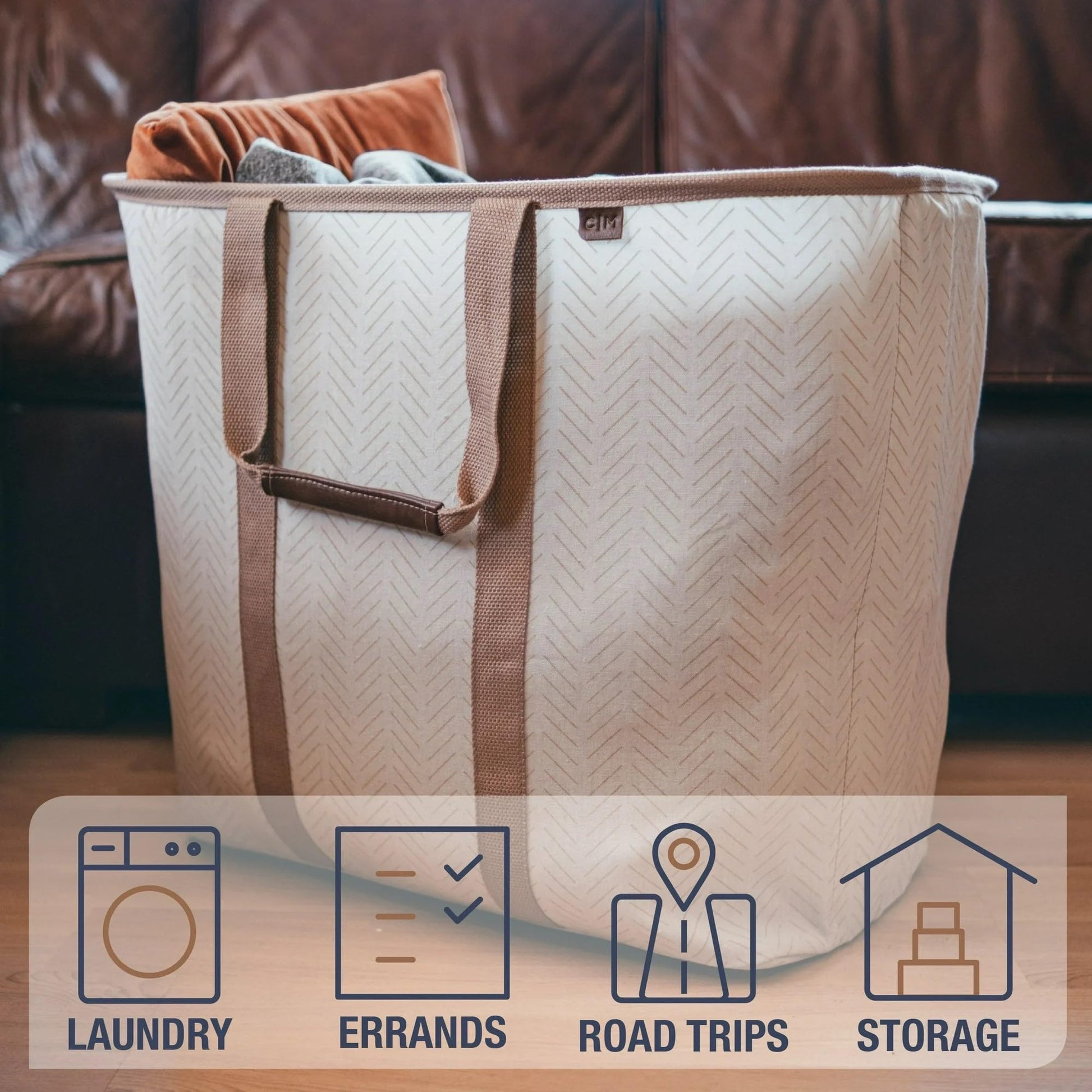CleverMade Collapsible Laundry Caddy LUXE, 64L Pop-Up Hamper, 2 Pack, Mocha