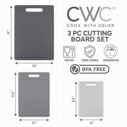 COOK WITH COLOR Non-Slip Cutting Board Set – Kitchen Essentials with Easy Grip Handle for Meat