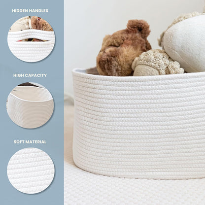 OrganiHaus Set of 3 Woven Storage Baskets for Organizing, Cotton Rope Organizer Bins for Shelves