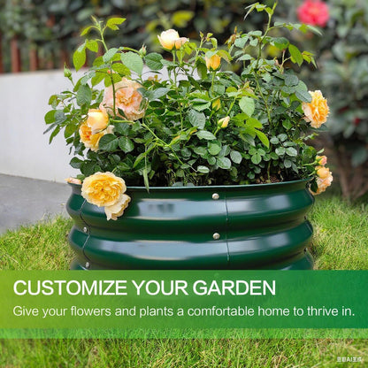 GARDMAX 2x2x1FT Galvanized Round Raised Garden Bed Kit, Metal Planter Boxes Outdoor with Easy