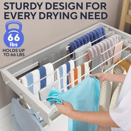 Foldable Wall Mounted Drying Rack 40 inch - Easy to Install Hanging Rack for Laundry Room - Space