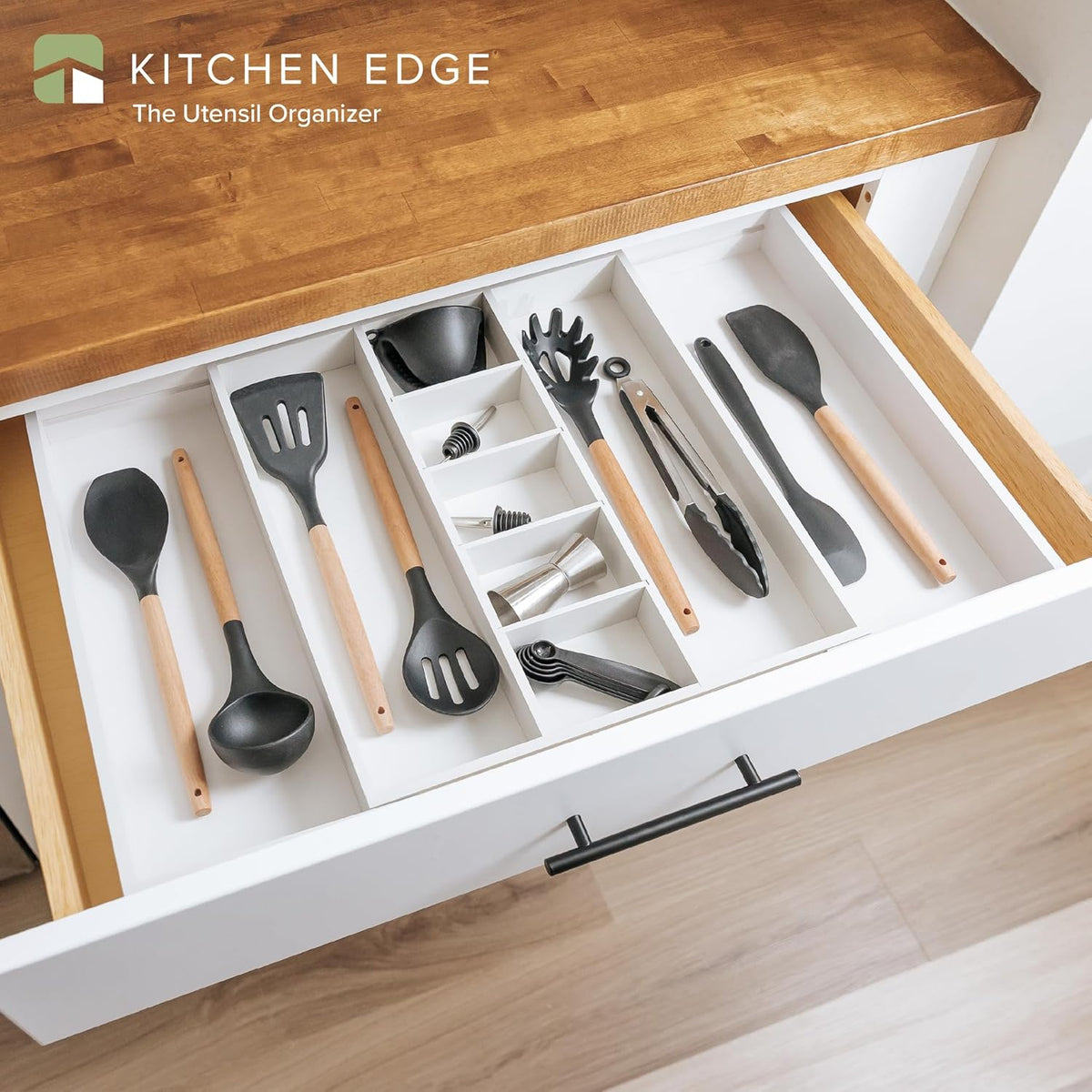 Adjustable Kitchen Drawer Organizer for Utensils and Junk, Food-Safe Contract Grade with 100%