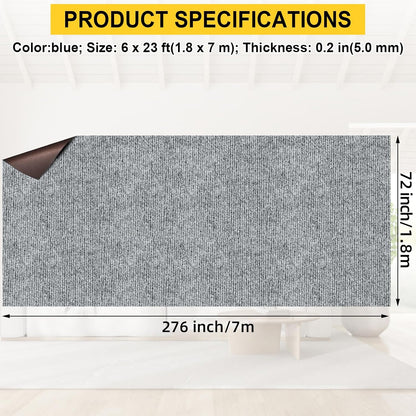 Marine Carpet,6 FT x 23 FT Smoke Gray Indoor Outdoor Carpet 0.2" Thick Boat Carpet with Water-Proof