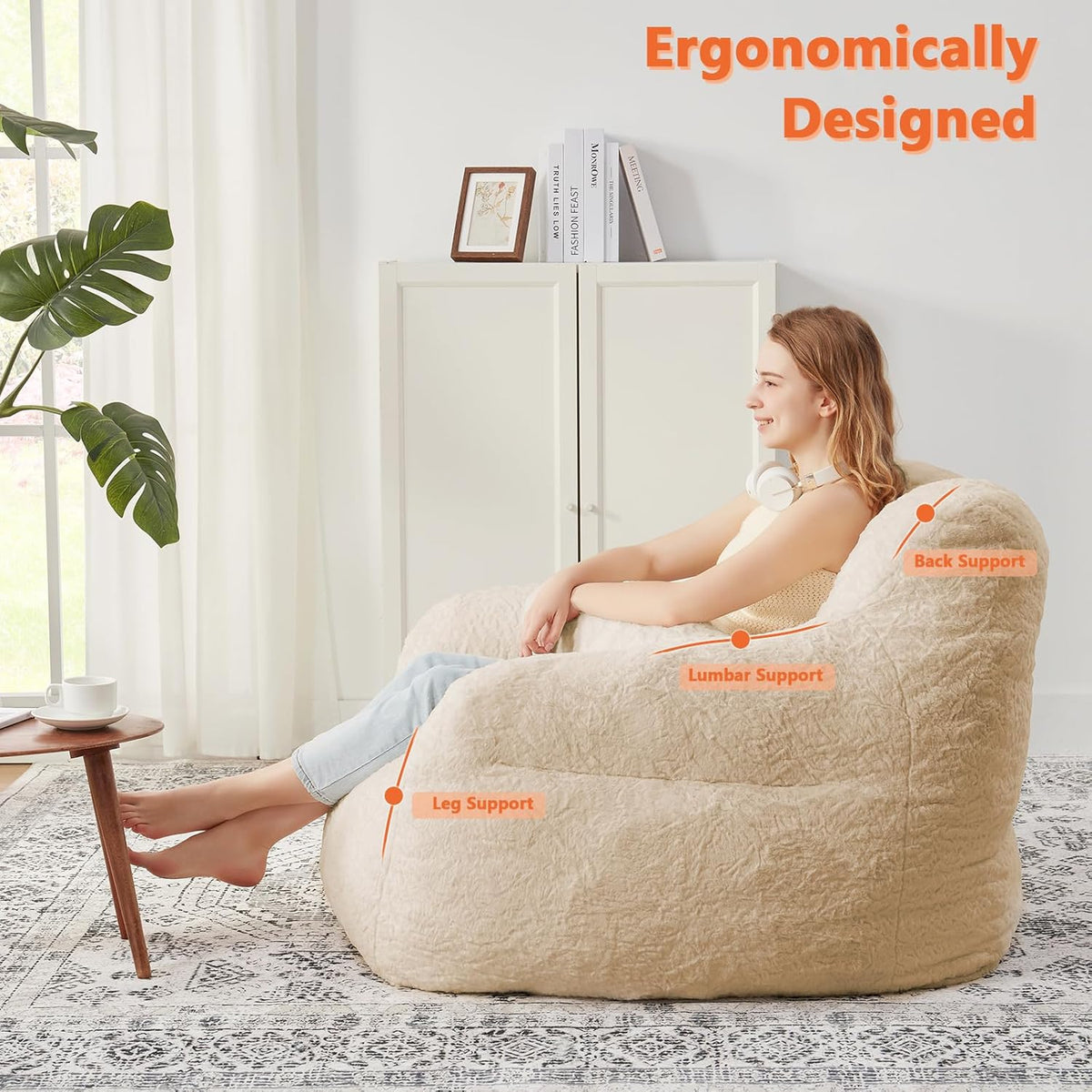 Bean Bag Chair for Adults with Pillow,Oversized Bean Bag Couch for Adults Chairs,Giant Lazy Couch