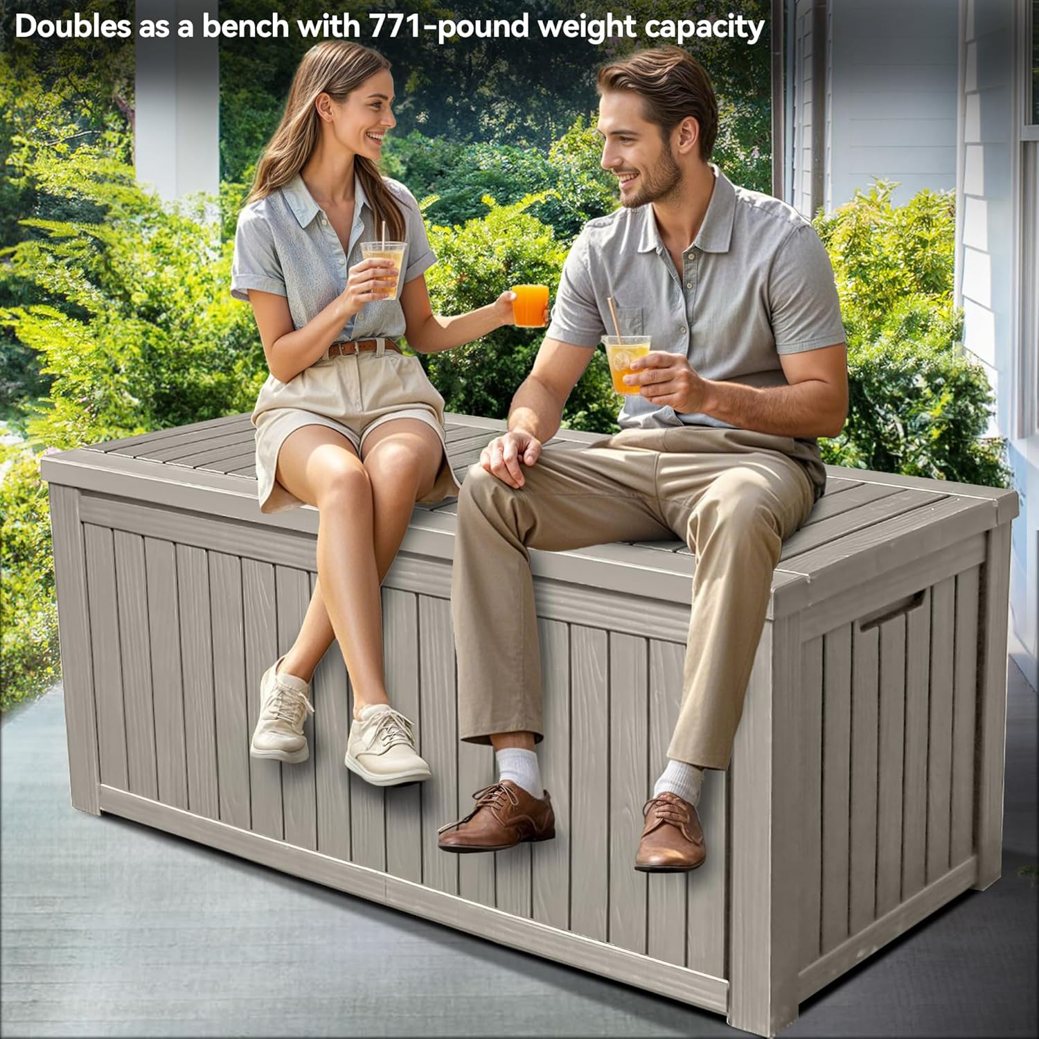 YITAHOME 150 Gallon Large Outdoor Storage XL Deck Box w/Divider for Patio Furniture,Outdoor