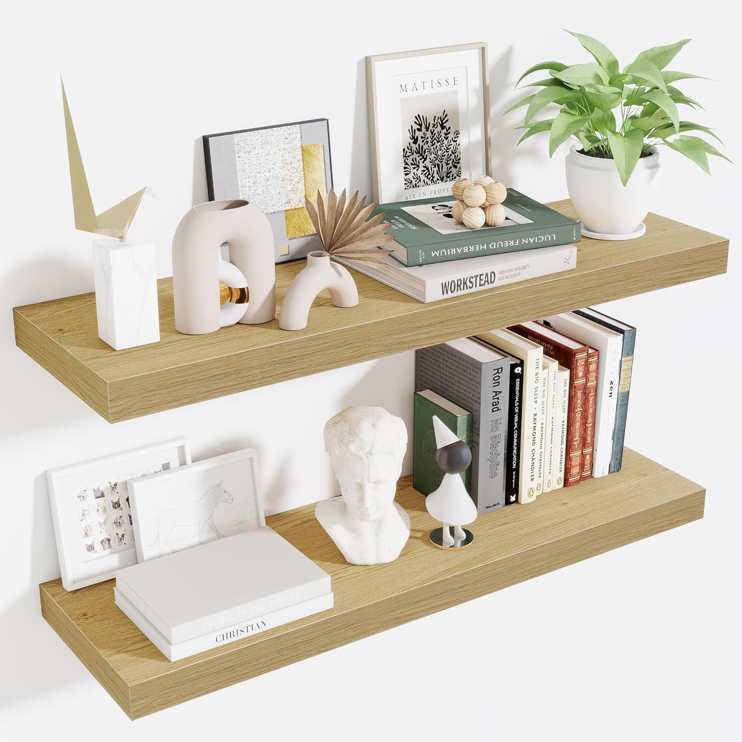 Fun Memories Floating Shelves for Wall 36 Inches, Wood Shelves with Invisible Bracket, 10" Deep