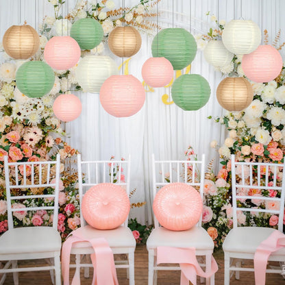 ADLKGG Paper Lanterns Party Decorative, Round Hanging Paper Lanterns Wedding Decorations for Sage
