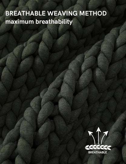 YnM Chunky Throw Blanket, Medium-Weight, Hand Knitted, Skin Friendly, Ventilated and Breathable
