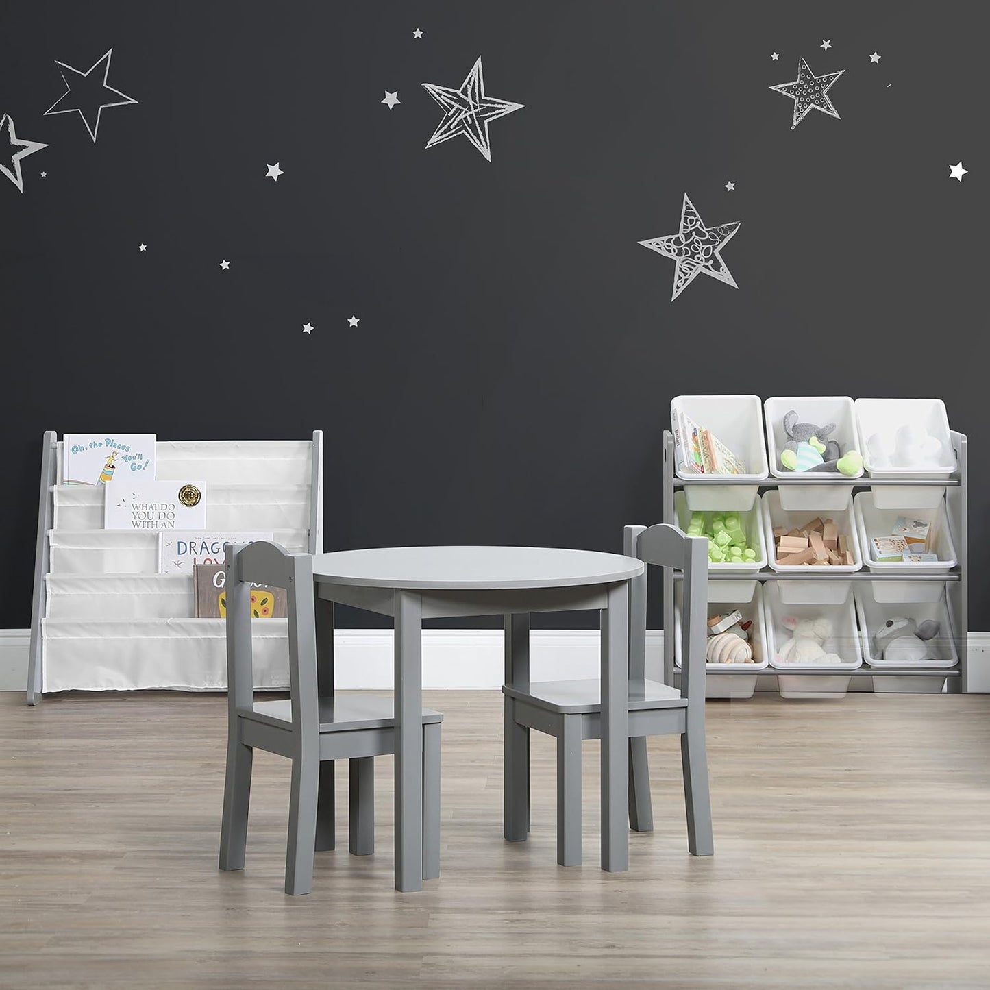 Humble Crew 9-Bin Toy Organizer – Inspire Grey with White Plastic Bins, 3-Tier Storage Solution for