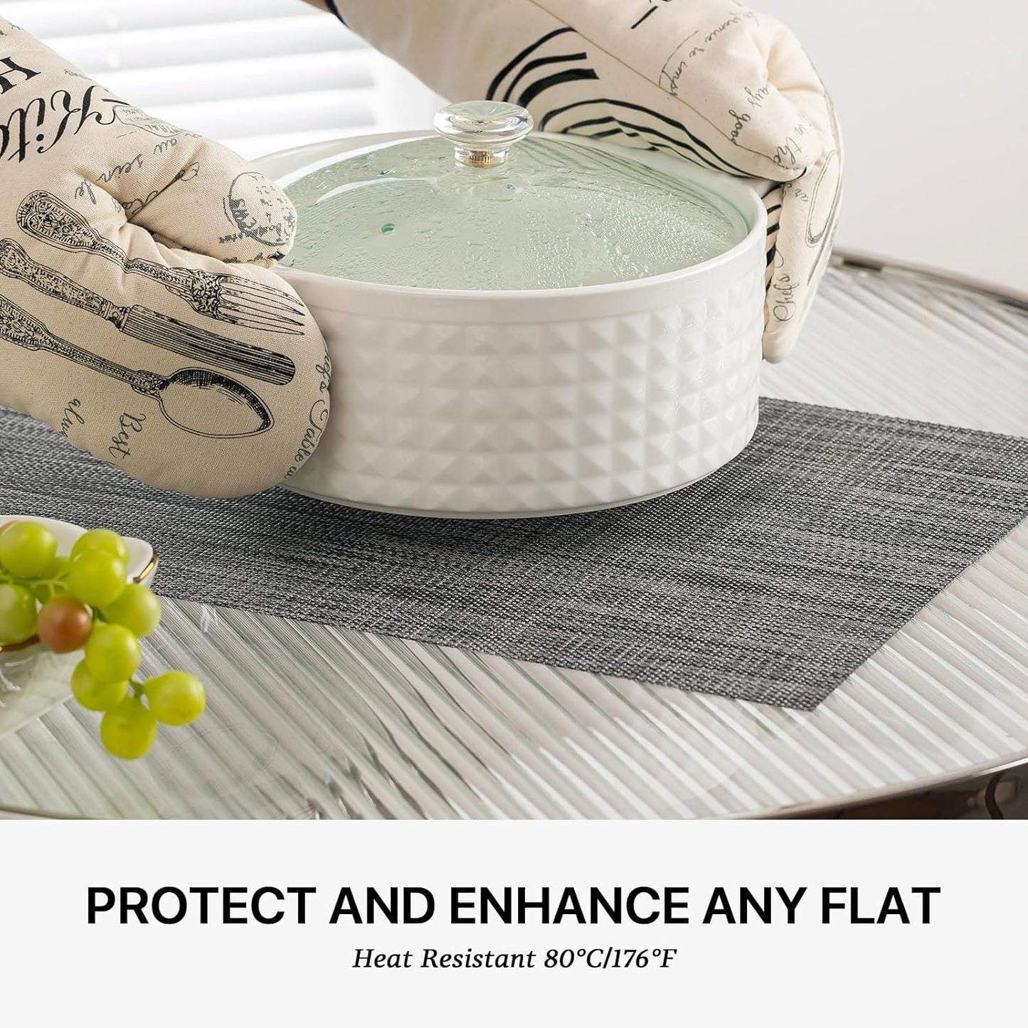 LEXMORE Placemat Set of 4 Vinyl/Plastic Woven Place Mats for Kitchen Table Indoor/Outdoor Washable