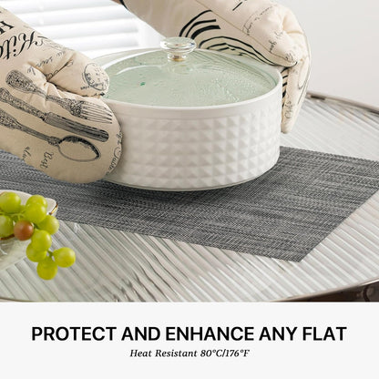LEXMORE PlaceMats Set of 12 Vinyl/Plastic Woven Place Mats for Kitchen Table Indoor/Outdoor
