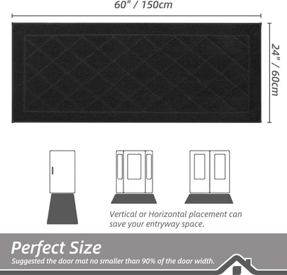BEQHAUSE Dirt Trapper Door Mat 24" x 60", Doormat Non-Slip Entryway Rugs Washable, Dog Door Mat