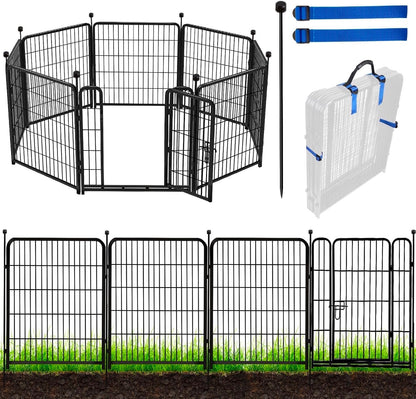 ADAVIN Tall Garden Fence, 48 in(H) 10 Panels Heavy Duty Iron Metal Animal Barrier Fence, Indoor or