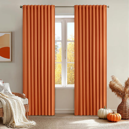 MIULEE 2 Panels Orange Back Tab Blackout Curtains 84 Inch Length for Living Room Bedroom Privacy