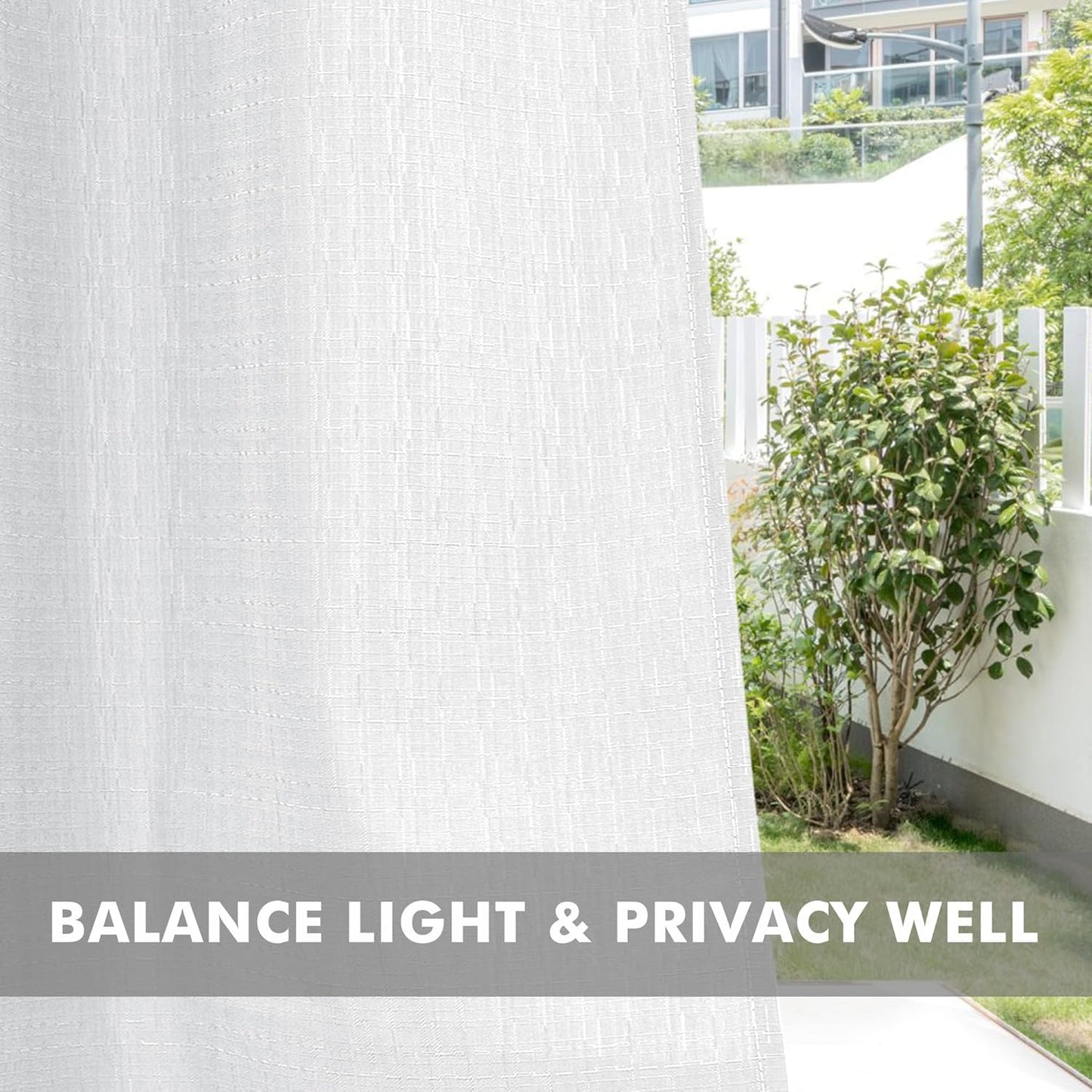 HolidayIdeas 4 Panels Linen Outdoor Curtains for Patio Waterproof White Curtains 84 Inch