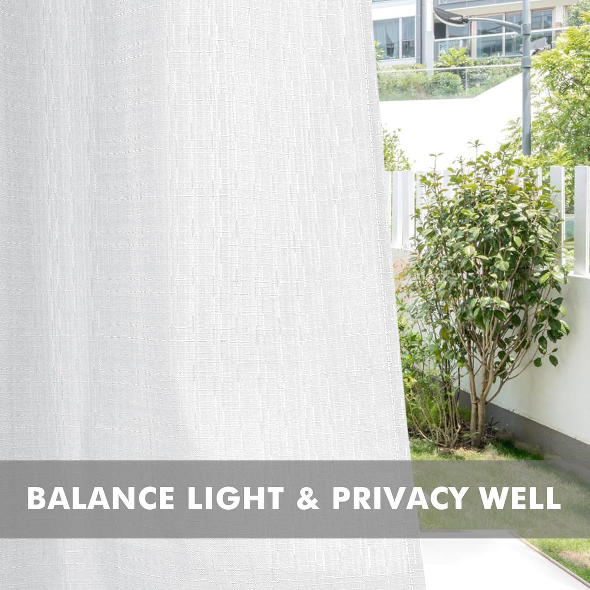 HolidayIdeas 4 Panels Linen Outdoor Curtains for Patio Waterproof White Curtains 84 Inch Length