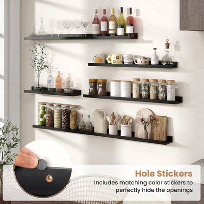 Fun Memories Picture Ledge Shelves Set of 2, 36 Inch Rustic Wall Mounted Floating Shelves with Lip