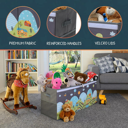 Extra Large Toy Storage Organizer with Lid - Sturdy, Collapsible Toy Chest Storage Box with Cute