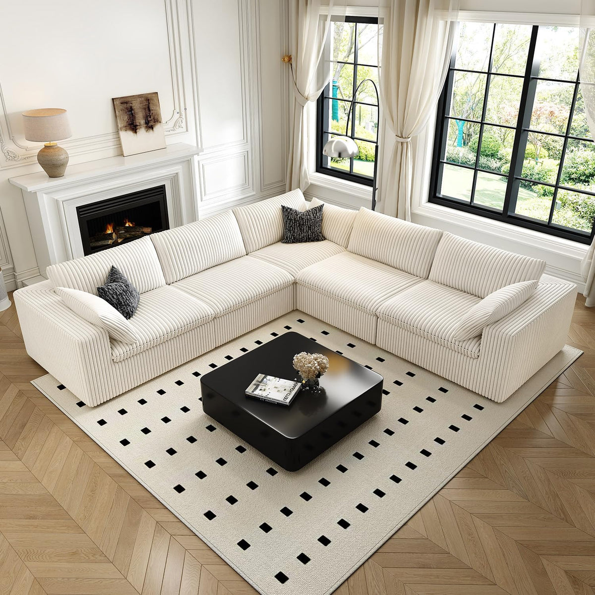 118" Cloud Couch Oversized Modular Sectional Sofa for Living Room,Modern Sofa with Deep Seat，V
