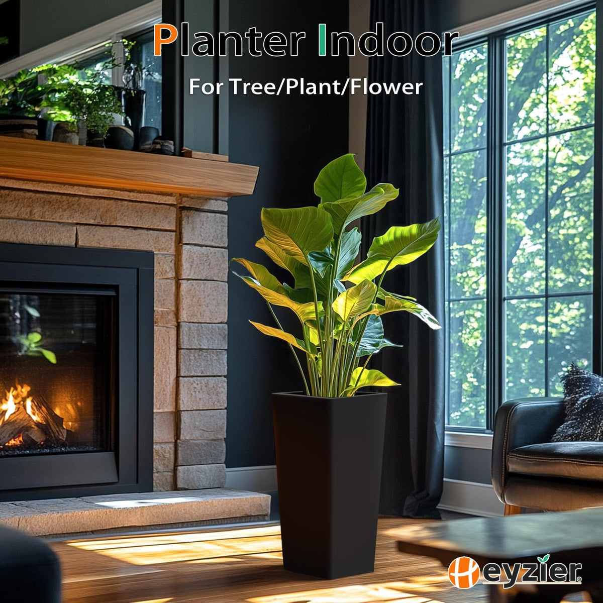 Tall Planters for Outdoor Plants, Large Resin Flower Pots for Garden, Front Porch, Patio, Indoor