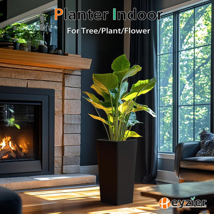 Tall Planters for Outdoor Plants, Large Resin Flower Pots for Garden, Front Porch, Patio, Indoor