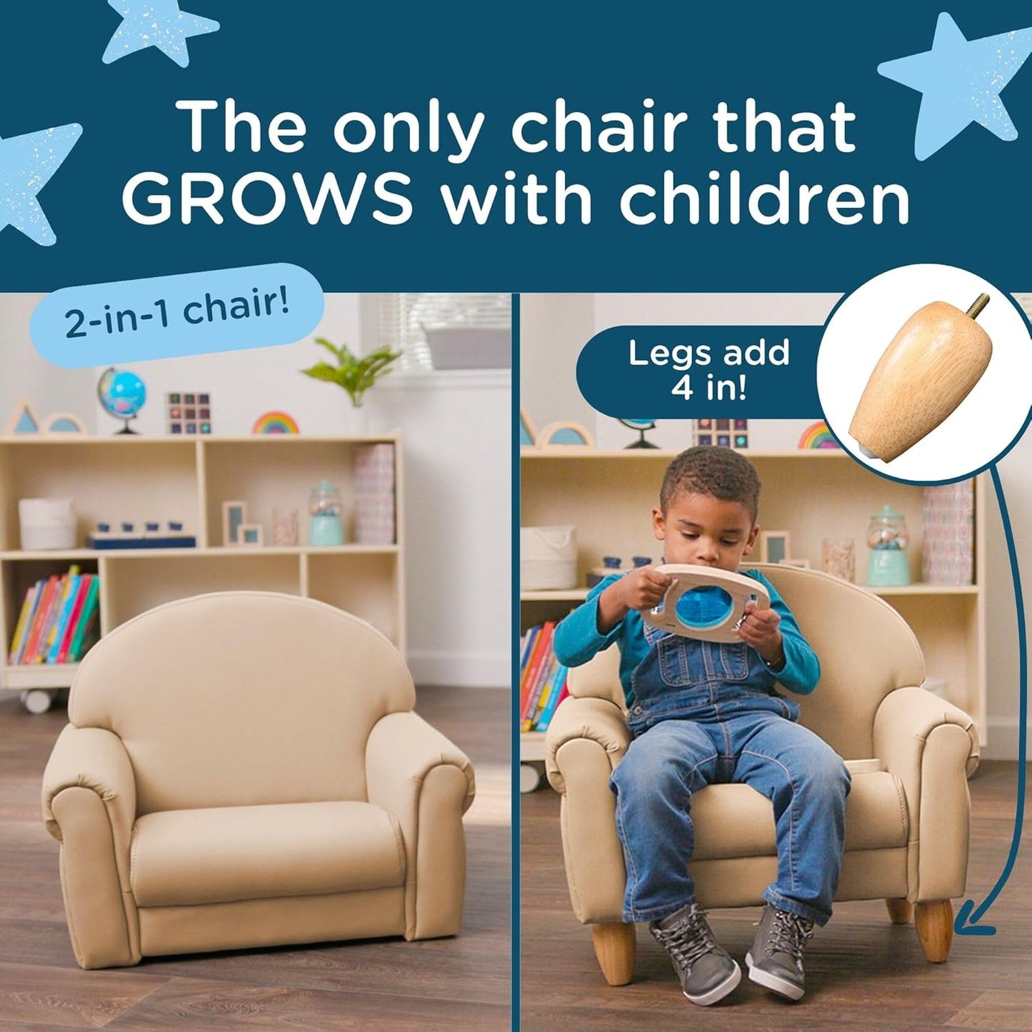 Children's Factory As We Grow Toddler Chair, Flexible Seating for Daycare or Preschool, Kids