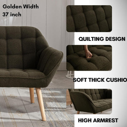 48”Small Loveseat Sofa, Modern Sherpa Upholstered Mini Couch 2-Seater Fluffy Love Seat with