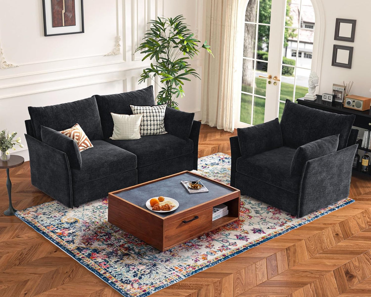 136.4" Oversized Modular Sectional Sofa, U Shaped Convertible Couch with Movable Ottoman, Large 7
