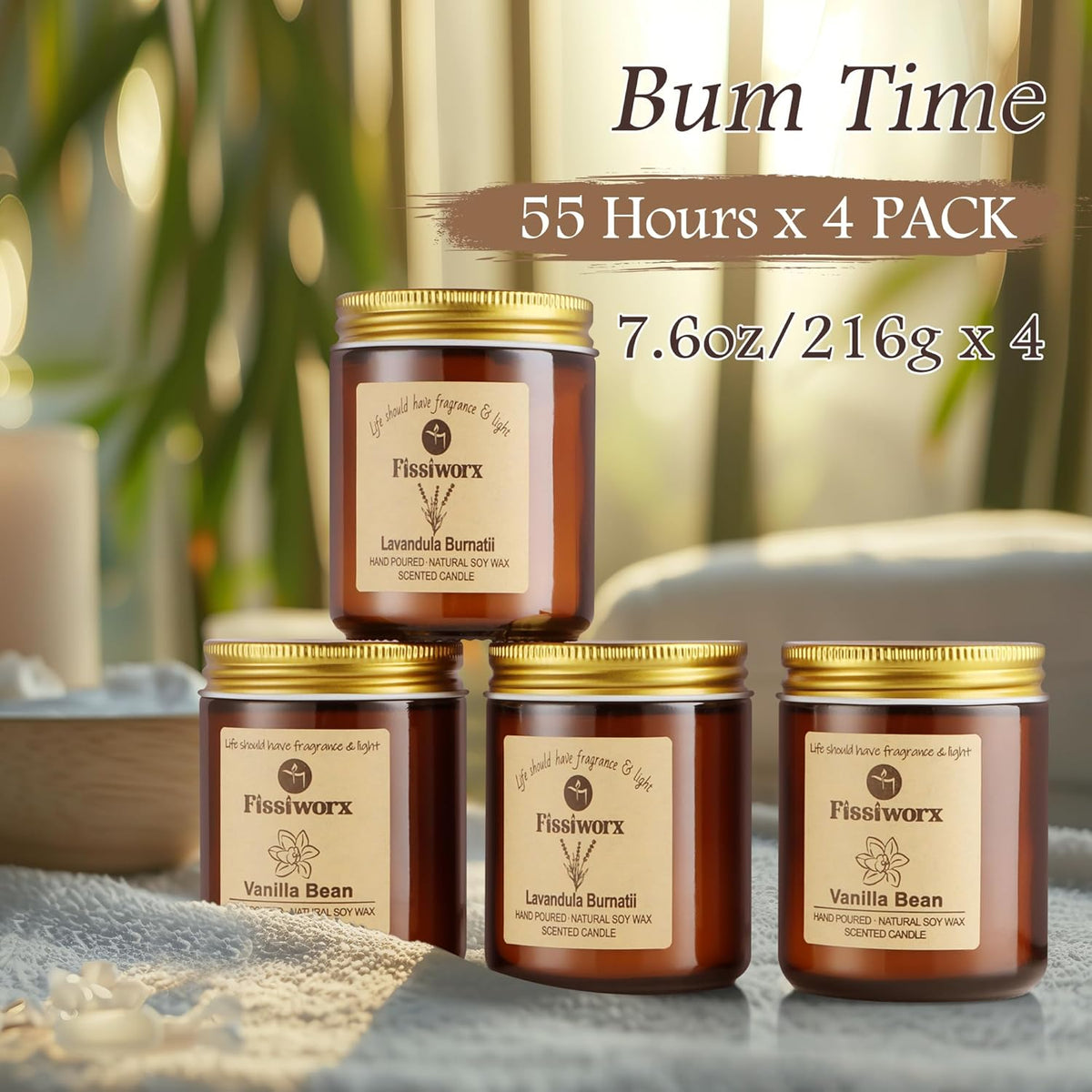 Scented Candle Set 4 Pack, Candle for Home Scented, Odor Eliminating, Stress Relief, 30oz, 220