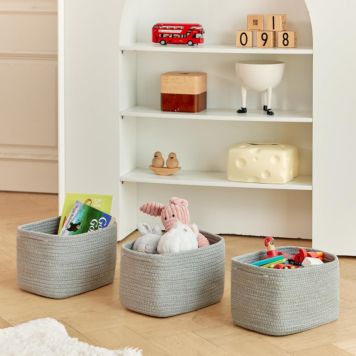 Small Baskets Set of 3-11"x7"x7" Perfect Toy Baskets for Storage, Ideal Storage Basket for Cube