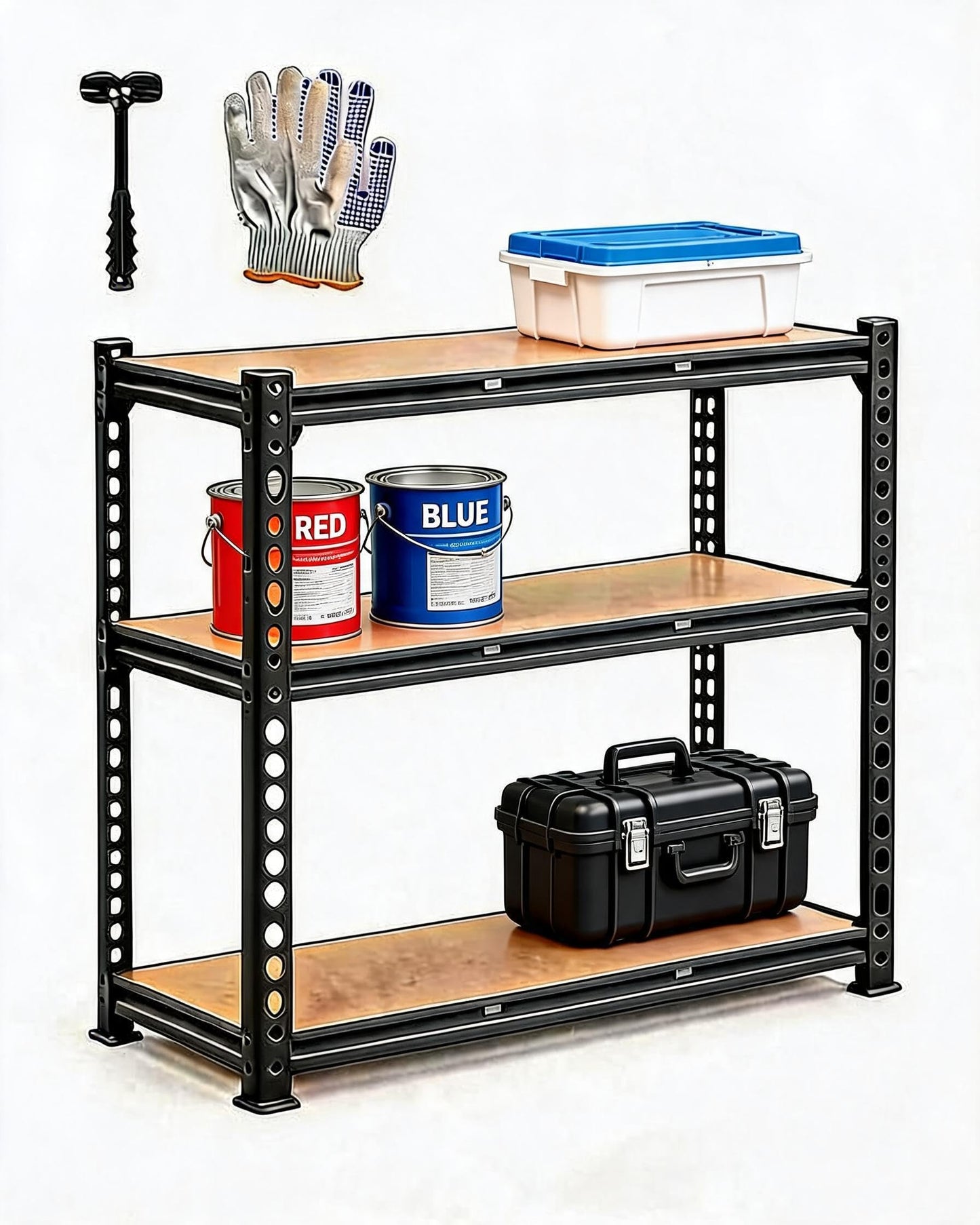 Garvee 3 Tier Adjustable Garage Shelving Units, 1320 Lbs Metal Rack Shelf