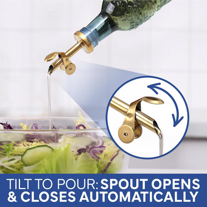 COOK WITH COLOR Glass Olive Oil Bottle Dispenser - 2 Pack- 17oz Oil and Vinegar Cruet - Olive Oil