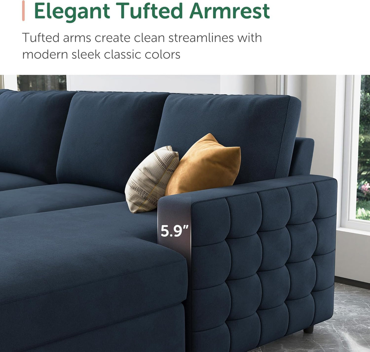 HONBAY Sectional Sleeper Sofa with Pull Out Bed U-Shape Sectional Couch Sleeper Bed with Storage