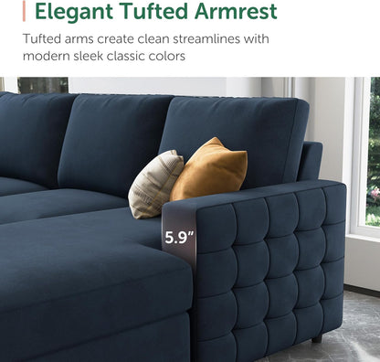 HONBAY Sectional Sleeper Sofa with Pull Out Bed U-Shape Sectional Couch Sleeper Bed with Storage