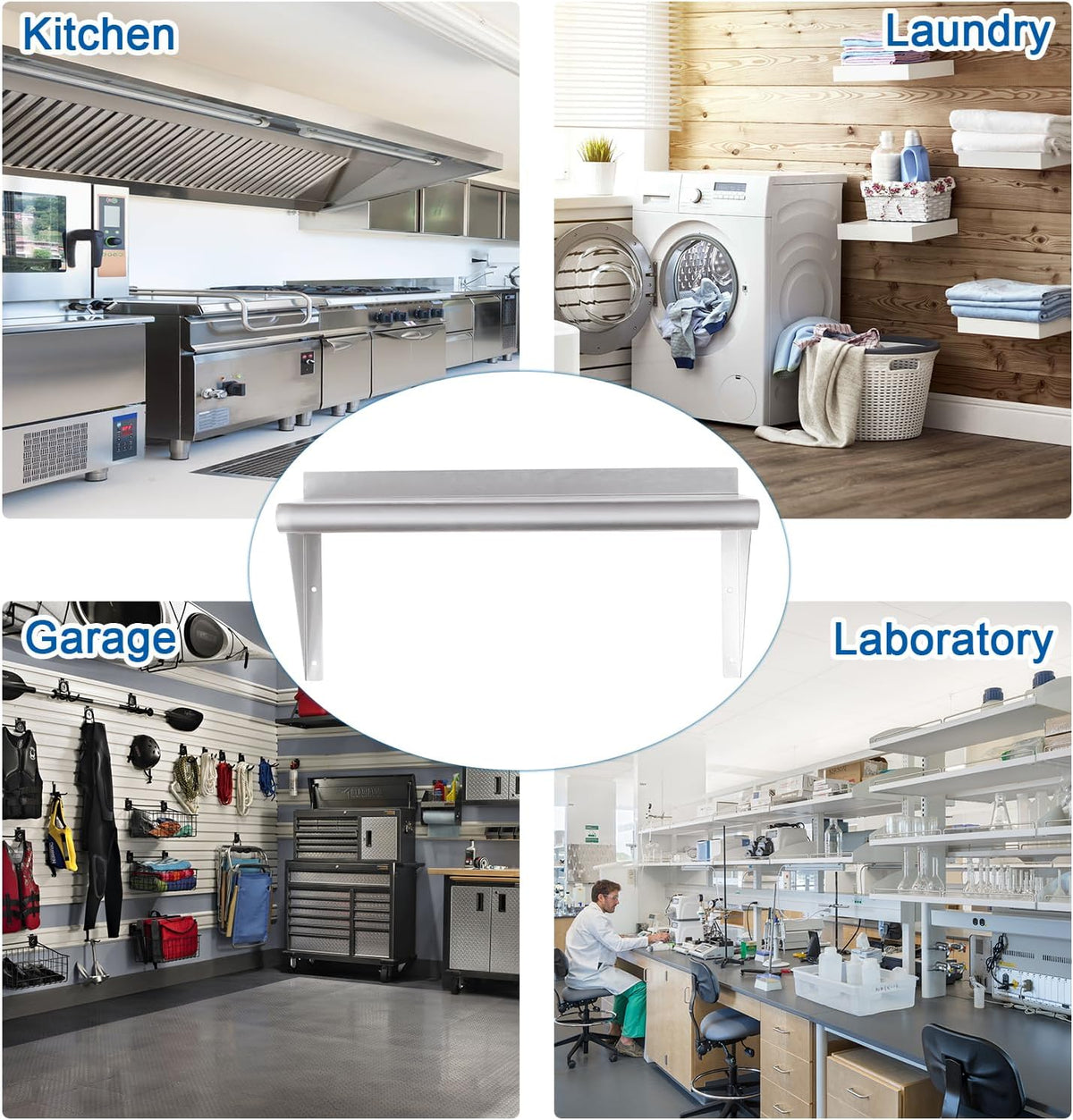 HARDURA Stainless Steel Shelf 12" x 24", 210lb Commercial Shelves Wall Mount Metal Shelving with