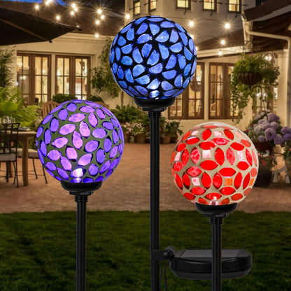 VCUTEKA Solar Garden Decorative Lights Outdoor, Mosaic Solar Light Waterproof LED Pathway Stake