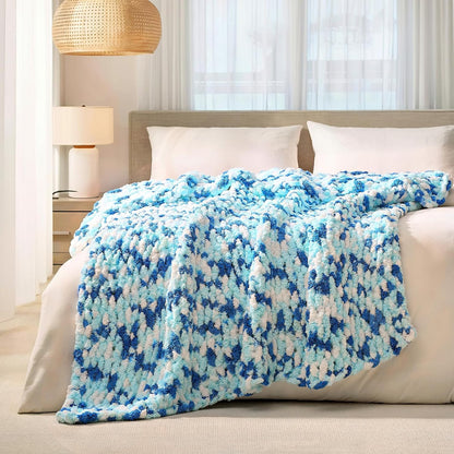 L'AGRATY Chunky Knit Blanket Throw: 60''x80'' Chenille Chunky Knitted Throw Blankets for Twin Bed