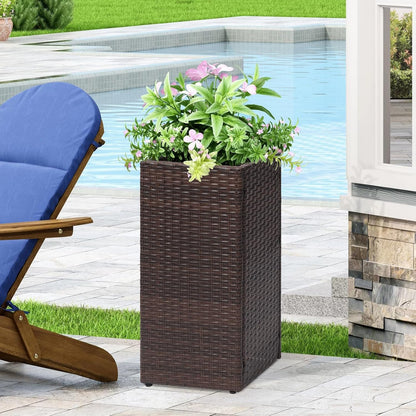 SUNNYPARK 2 Pack Tall Planters for Outdoor Plants Rattan Modern Tall Square Planter Box with