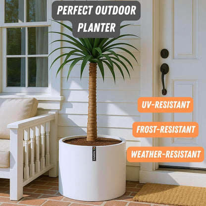 Fox & Fern 18.7 Inch Extra Large Planter — Premium Lightweight Fiberstone Matte White Plant Pot