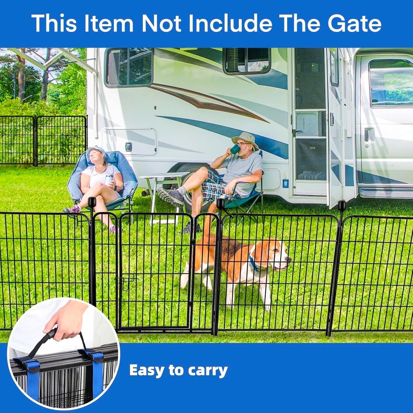 ADAVIN 48 in(H) Garden Fence Panels, 8 Panels Total 17.7 Ft(L), Heavy Duty Iron Metal Animal