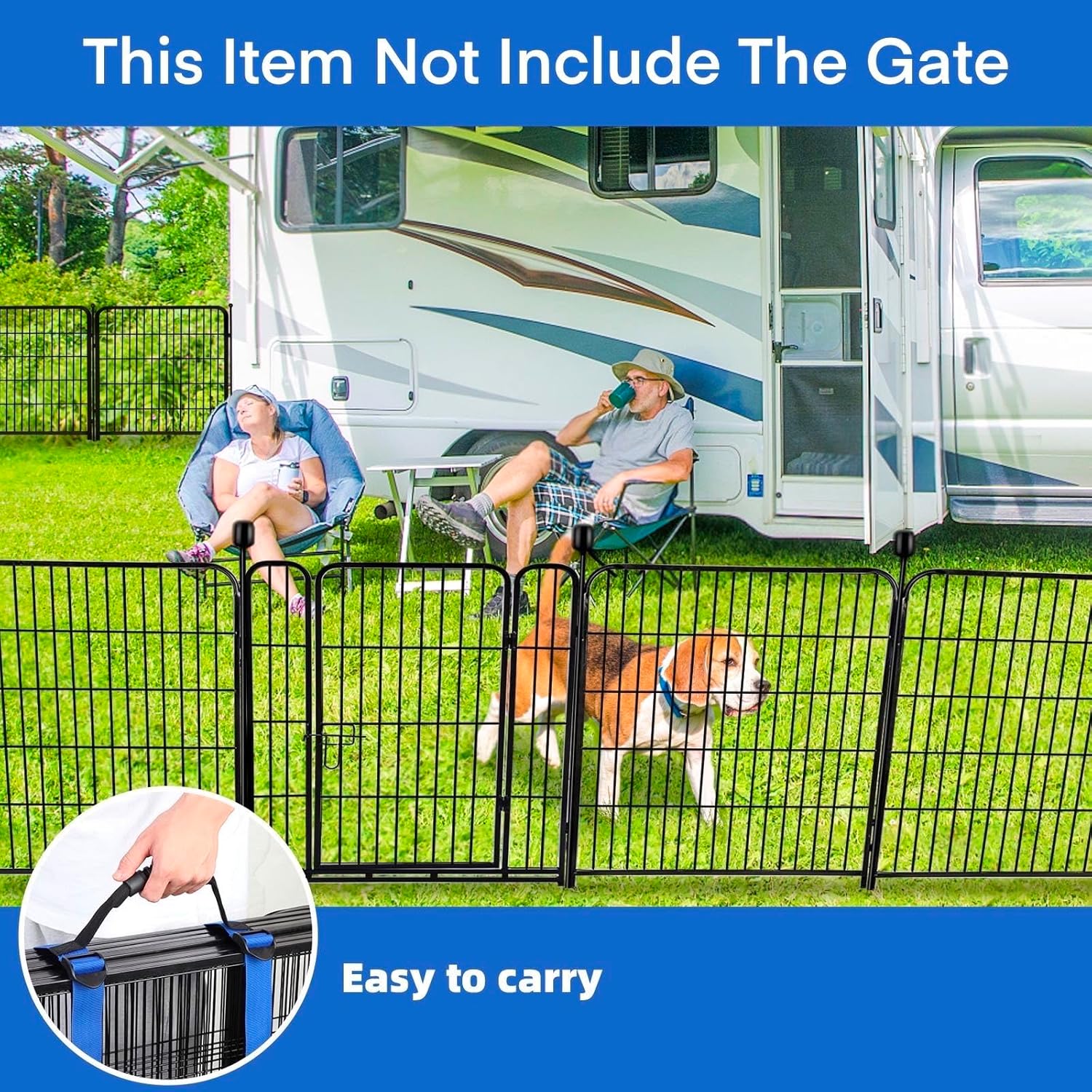 ADAVIN 48 in(H) Garden Fence Panels, 8 Panels Total 17.7 Ft(L), Heavy Duty Iron Metal Animal