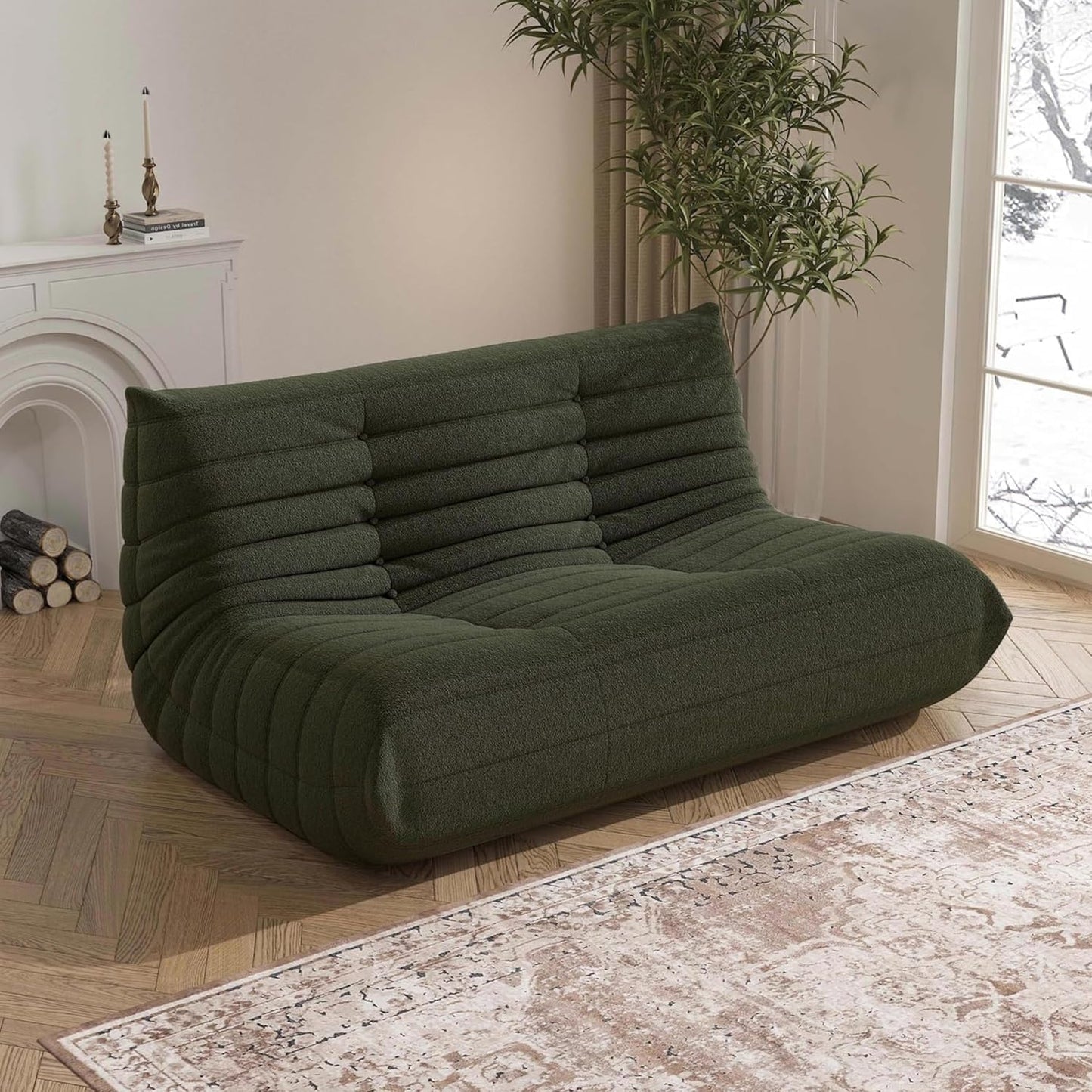 Bean Bag Chair, Loveseat Fireside Chair Bean Bag Sofa Large Bean Bag Chair for Adults, 2 Seater