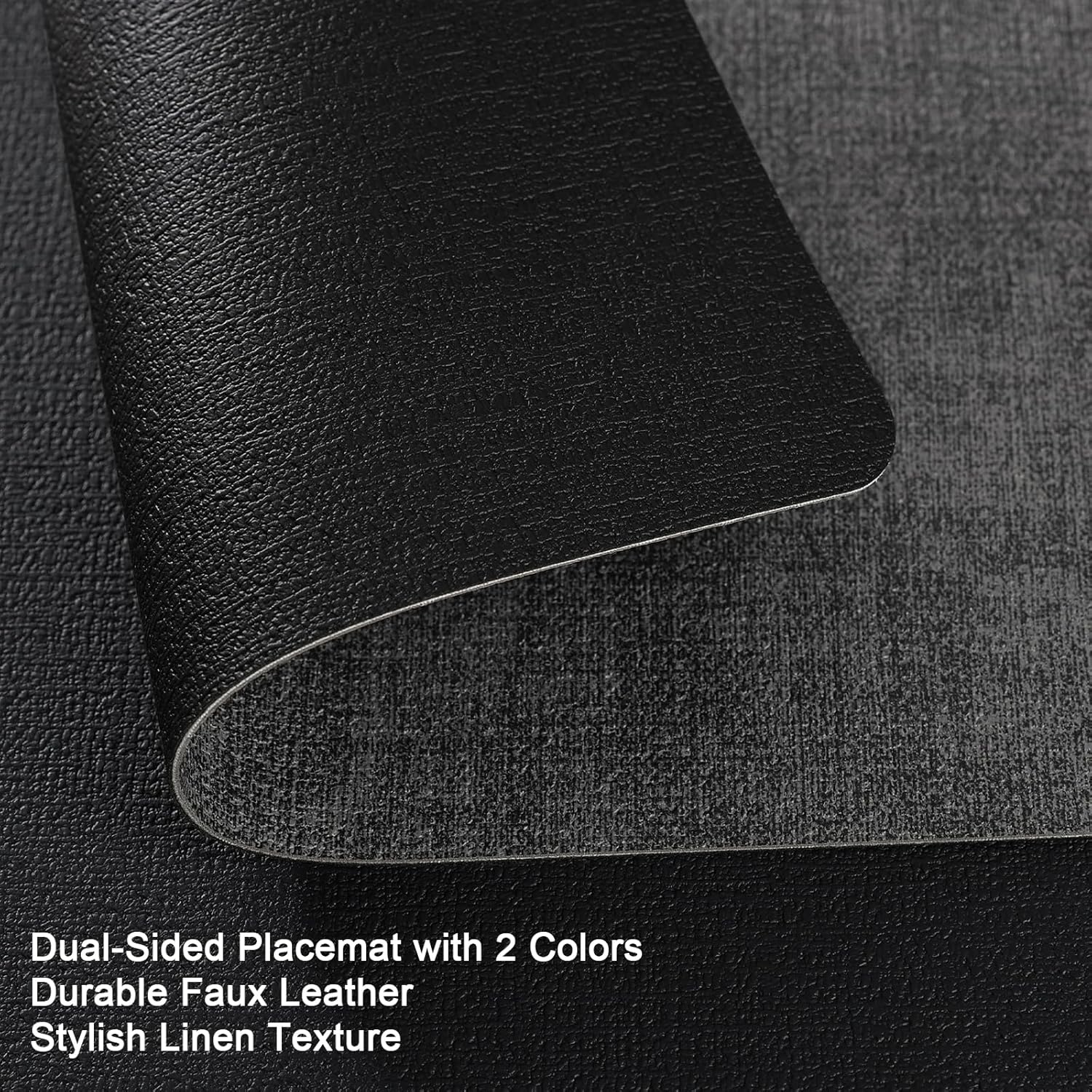 Myir JUN Dual Sided Placemats, Faux Leather Set of 8 for Dining Table, Non-Slip Washable Heat
