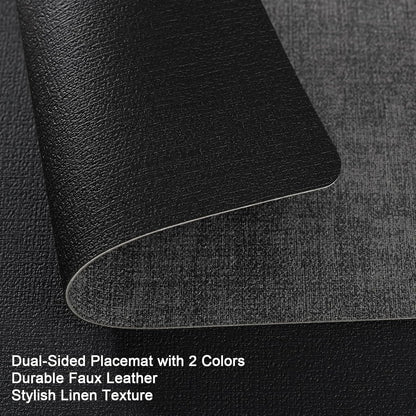 Myir JUN Dual Sided Placemats, Faux Leather Set of 8 for Dining Table, Non-Slip Washable Heat