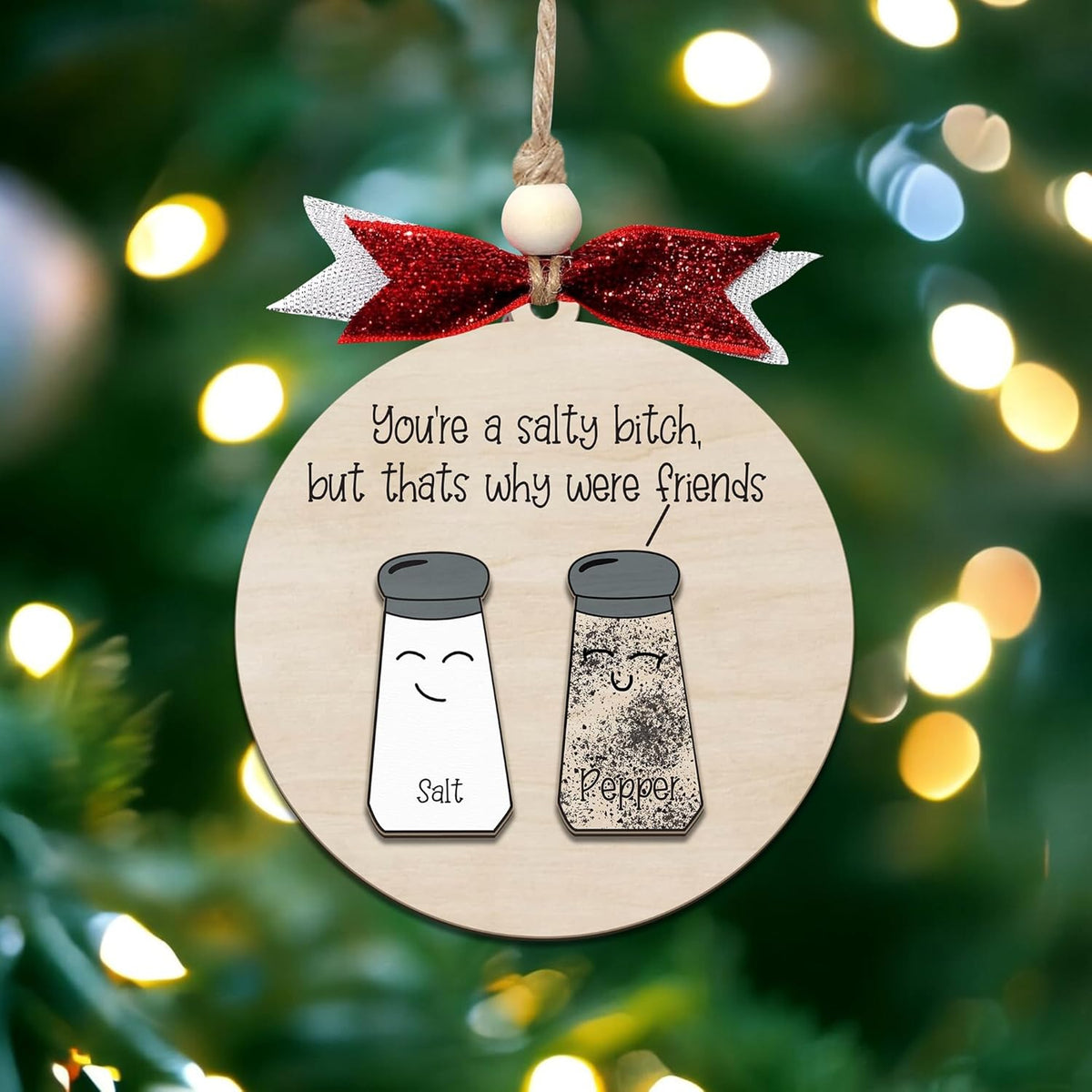 Funny Christmas Ornaments 2024 - Unique Wooden Ornaments for Tree, Gag Gifts for Men, Women
